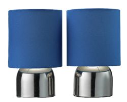 ColourMatch Pair of Touch Table Lamps - Ink Blue